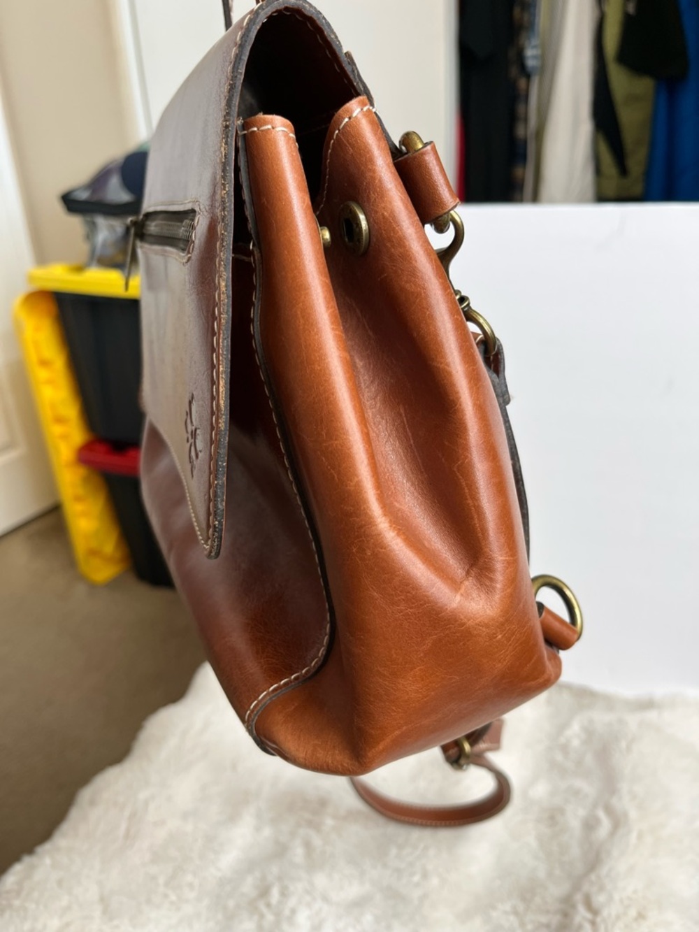 Patricia Nash Brown Leather Convertible Backpack - Picture 8 of 16